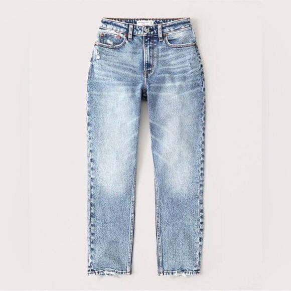 ABERCROMBIE The Mom High Rise Jeans Stonewash Curve Love - Picture 1 of 11